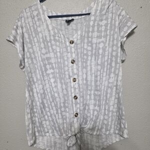 Torrid White and Gray Button-Down Women Top